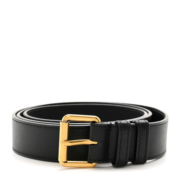 Gucci NWT 732316 Black Smooth Leather Logo Buckle Waist Belt Size 75/30 NEW - Picture 1 of 6